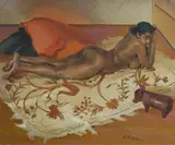 Adelaide Elizabeth Perry, Reclining Nude on Patterned Rug, 1936, Oil on Canvas