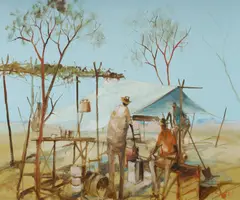 The Opal Gouger's Shaft by Hugh Sawrey, Oil on Canvas, sold Aug 2025
