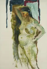 Standing Nude with Raised Arm by Jean Appleton, c.1960, Oil & Mixed Media on Paper, sold Aug 2025