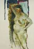 Jean Appleton, Standing Nude with Raised Arm, c.1960, Oil & Mixed Media on Paper