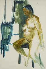 Seated Nude by Jean Appleton, c.1960, Oil & Mixed Media on Paper, sold Aug 2025