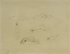 John Passmore, Couples, c.1950, Ink & Pencil on Paper