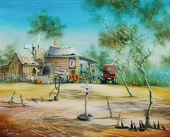 Down the Old Bush Track by Max Mannix, Oil on Board, sold Aug 2025