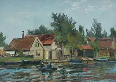 Boating Scene by Will Ashton, Oil on Canvas on Board, sold Aug 2025