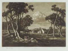 The Return by Lionel Lindsay, c.1948-50, Etching & Mezzotint in Brown Ink - 2nd State (ed. of 50 plus proofs), sold Aug 2025
