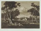 Lionel Lindsay, The Return, c.1948-50, Etching & Mezzotint in Brown Ink - 2nd State (ed. of 50 plus proofs)