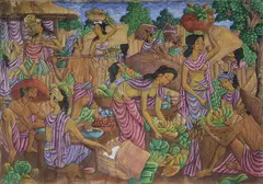 I Wayan Sadia, Fruit Market, Taman, Ubud, Acrylic on Canvas