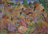I Wayan Sadia, Fruit Market, Taman, Ubud, Acrylic on Canvas