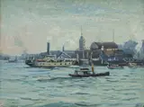 Will Ashton, Milson's Point Ferry Wharf, Sydney, 1925, Oil on Canvas on Board