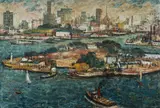 George Lawrence, City Skyline from Ball's Head, 1964, Oil on Board