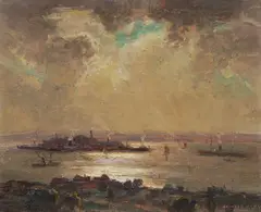 James Ranalph Jackson, Cockatoo Island, Sydney Harbour, Oil on Canvas on Board