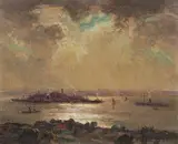 James Ranalph Jackson, Cockatoo Island, Sydney Harbour, Oil on Canvas on Board