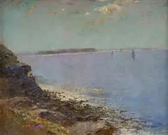 W Rubery Bennett, A Calm and Quiet Bay near Balmoral, Oil on Canvas Board