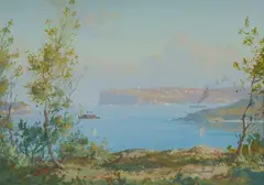 John Charles Allcot, South Head, Sydney Harbour, Gouache on Whatmans Board