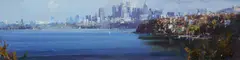 Ken Knight, Sydney Skyline, Oil on Board