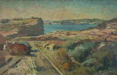 John Santry, View to Watsons Bay and North Head from the South, 1954, Oil on Canvas on Board