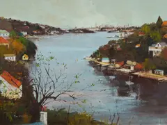 Ric Elliot, Cityscape from Hunters Hill, Oil on Board