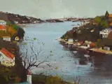 Ric Elliot, Cityscape from Hunters Hill, Oil on Board