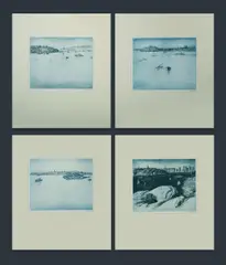 (4) by Lloyd Rees, Four etchings from the 'Tribute to Sydney' series, 1978: 'Iron Cove, Sydney Harbour', 'The Summit, Ball's Head', 'The La, offered Jul 2025