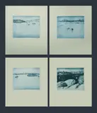 Lloyd Rees, (4), Four etchings from the 'Tribute to Sydney' series, 1978: 'Iron Cove, Sydney Harbour', 'The Summit, Ball's Head', 'The Lane Cove River', and 'The Balmain Buoy'
