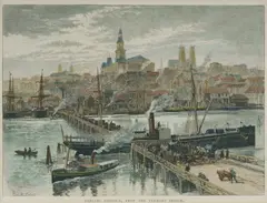 Frederic B. Schell, Darling Harbour, from the Pyrmont Bridge, c.1886, Hand Coloured Engraving