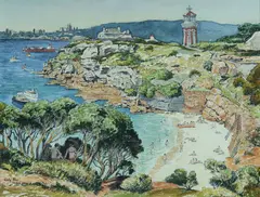 Cedric Emanuel, Lady Bay, Sydney Harbour, Ink & W/Clr