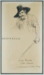 The Pirate Captain (Shipwreck) by Norman Lindsay, 1947, Pen & Ink, sold Jul 2025
