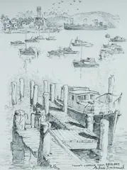 Cedric Emanuel, Sydney Harbour from Rose Bay, Pencil