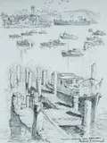 Cedric Emanuel, Sydney Harbour from Rose Bay, Pencil