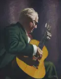 John Santry, Andrés Segovia (Spanish Guitarist) in Sydney, 1961, Oil on Board