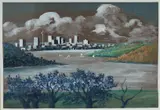 Harold Day, Sydney Harbour, Gouache on Brown Paper