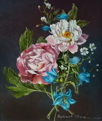 Robert Cox, Flower Study, Oil on Board