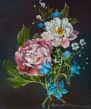 Robert Cox, Flower Study, Oil on Board