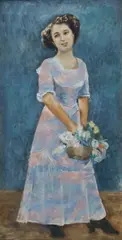 Portrait of Claire Dan's Mother from a 1908 Photograph by Judy Cassab, 1980, Oil on Canvas, sold Jul 2025