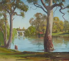 Douglas Pratt, Wollundry Lagoon, Wagga Wagga, Oil on Canvas on Board