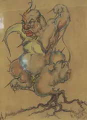 Rosaleen Norton, Monstrous Forms, c.1940s, Coloured Pencils, W/Clr & Gouache