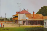 Ric Elliot, A Conversation in Town, Oil on Board
