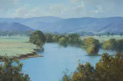 Leonard Long, Quiet Water, Murray River near Mt Alfred, 1993, Oil on Canvas Board