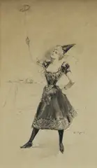 Benjamin E Minns, Circus Performer, Ink & Wash