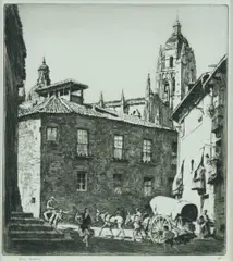 Lionel Lindsay, A Little Square, Segovia, Etching ed. 80