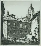 Lionel Lindsay, A Little Square, Segovia, Etching ed. 80