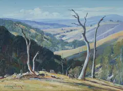 Leonard Long, Sheep Country, Wee Jasper Hills NSW, 1974, Oil on Canvas Board