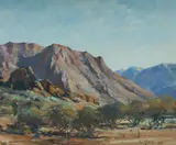 Robert Johnson, Mountain and Mulga, 1955, Oil on Canvas on Board