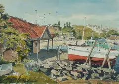 Cedric Emanuel, Watsons Bay in, 1920, Ink & W/Clr