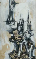 Dawn Sime, Vertical Abstract, Ink & Gouache