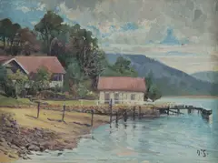 Nicholas Shiels, Boat House, Oil on Card