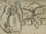 Lyndon Raymond Dadswell, Figure Group, 1955, Charcoal