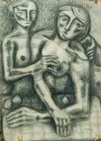 Lyndon Raymond Dadswell, Loving Couple, 1948, Charcoal