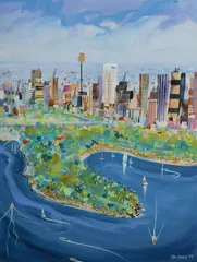 Prue Andrews, City Panorama, 1989, Acrylic & W/Clr