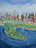 Prue Andrews, City Panorama, 1989, Acrylic & W/Clr